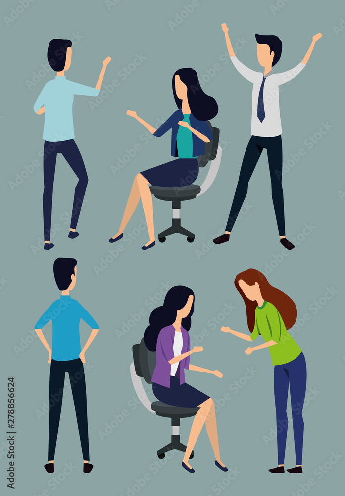 Fototapeta premium set of businesswomen and businessmen with elegant clothes