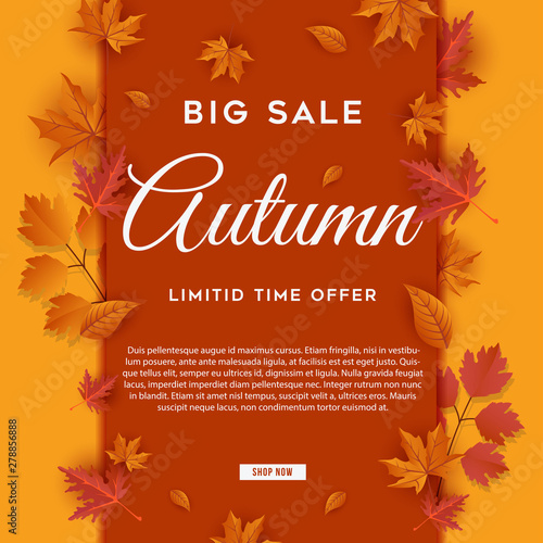 Autumn big sale leaves background vector illustration