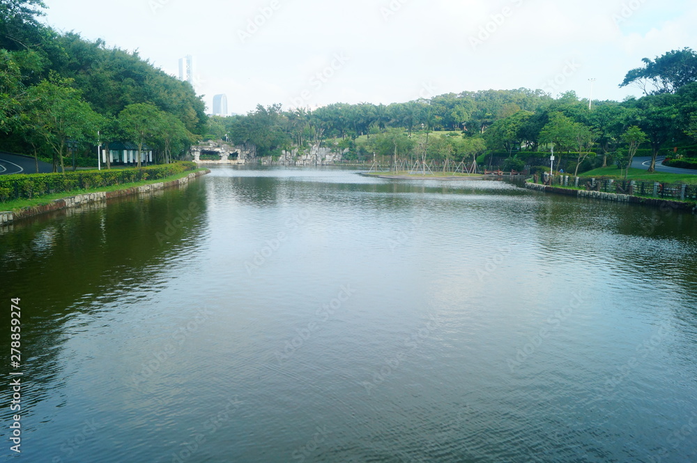 Pond and reservoir landscape