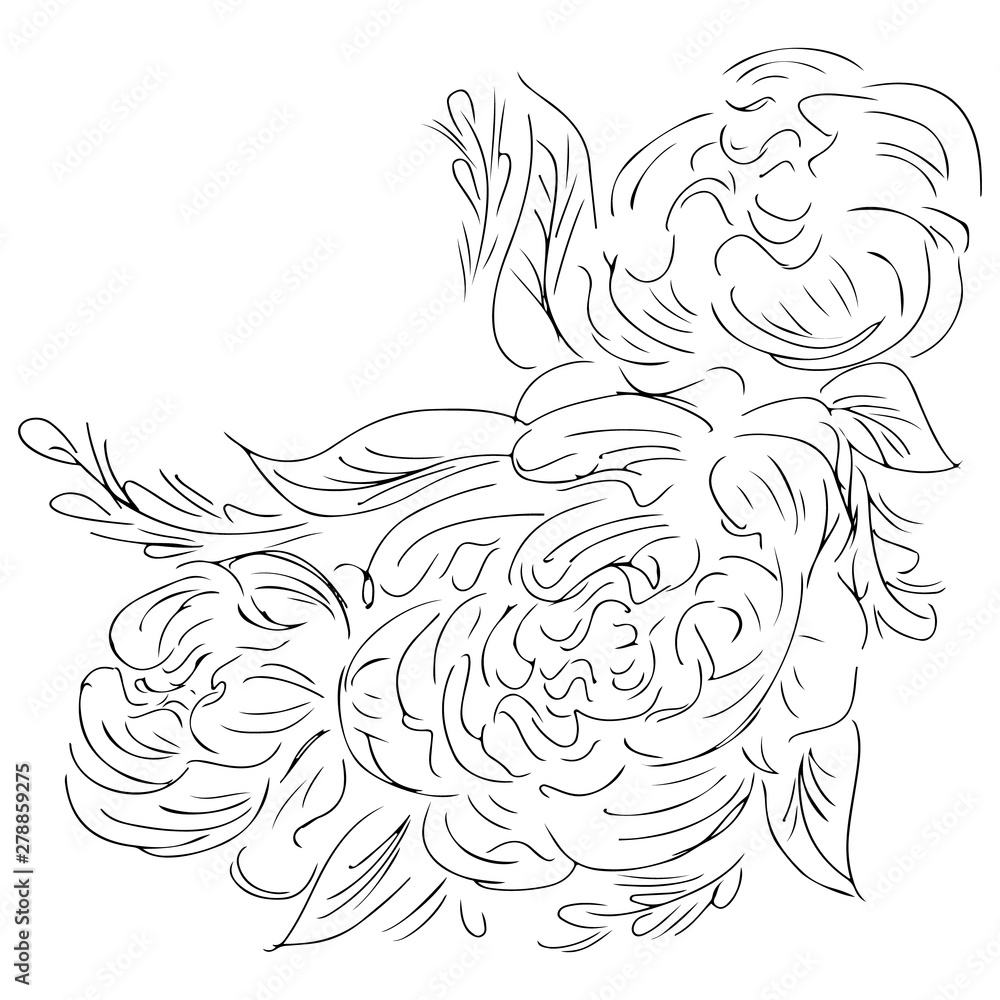 Line art peony hand drawn outline for print design. Vector isolated outline drawing. Flower pattern. Tattoo sketch. Vector peony floral botanical flower. Line art peony hand drawn outline for print design. Vector isolated outline drawing. Flower pattern. Tattoo sketch. Vector peony floral botanical flower.