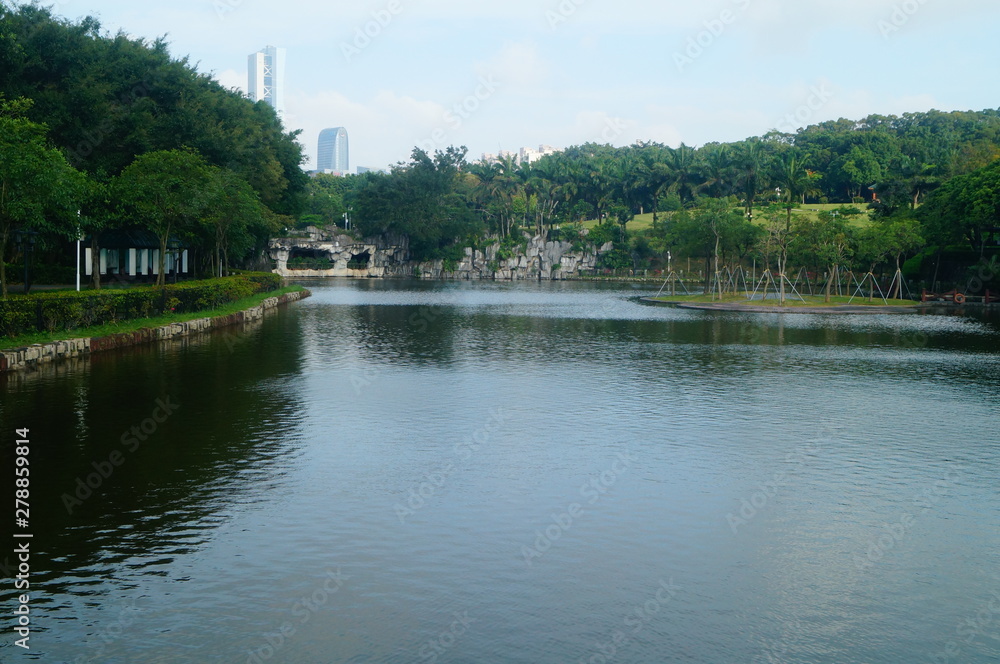 Pond and reservoir landscape