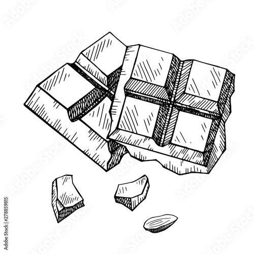 Hand drawn vector sketch of chocolate isolated on a white