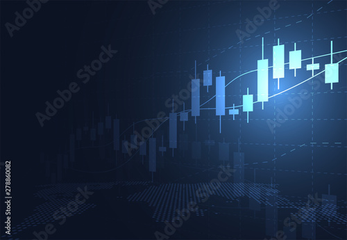 Business candle stick graph chart of stock market investment trading on white background design. Bullish point, Trend of graph. Vector illustration