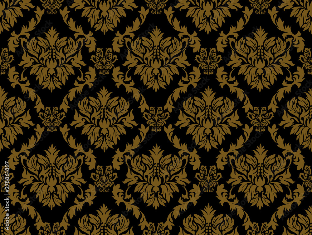 ダマスク柄 ダマスク織の背景イラスト シームレスパターン 連続柄 2色配色 Damask Background Stock Vector Adobe Stock