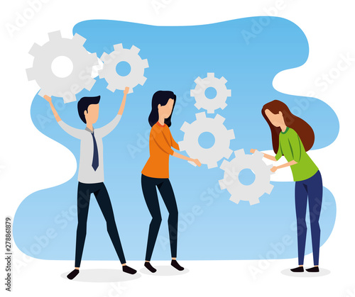 businesswomen and businessman teamwork with elegant clothes