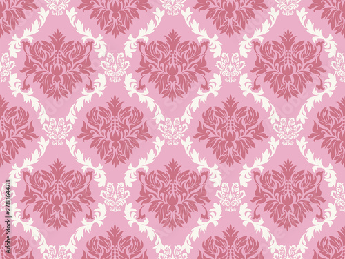 ダマスク柄・ダマスク織の背景イラスト_シームレスパターン・連続柄_3色配色｜damask background