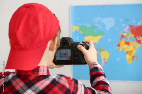 Cute little photographer wi...
