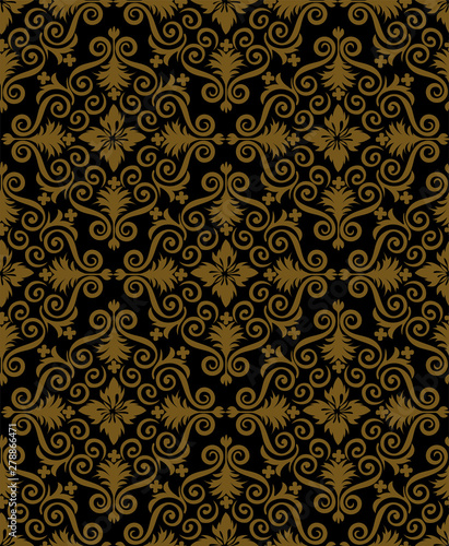ダマスク柄・ダマスク織の背景イラスト_シームレスパターン・連続柄_2色配色｜damask background