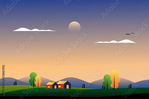 scenery beautiful country side with mountain and sky 