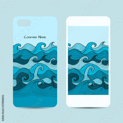 Mobile phone cover design, sea waves background