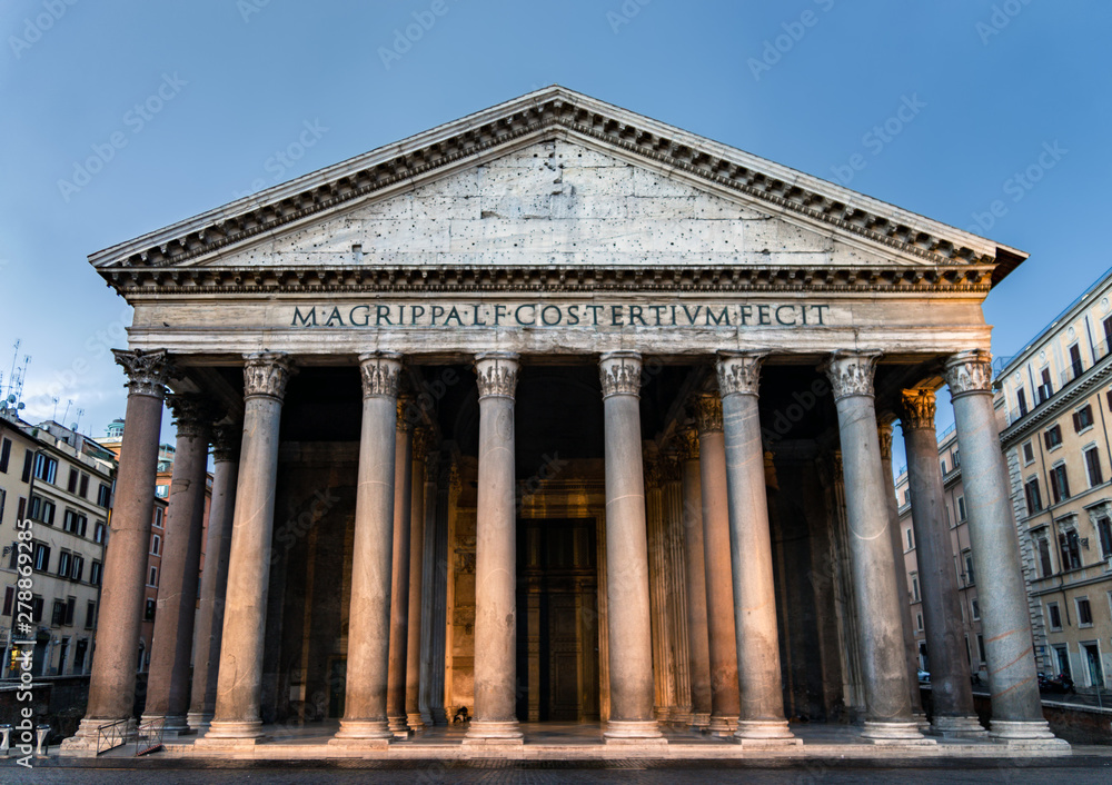 View of the Pantheon holy temple at dawn - Rome, Italy.
