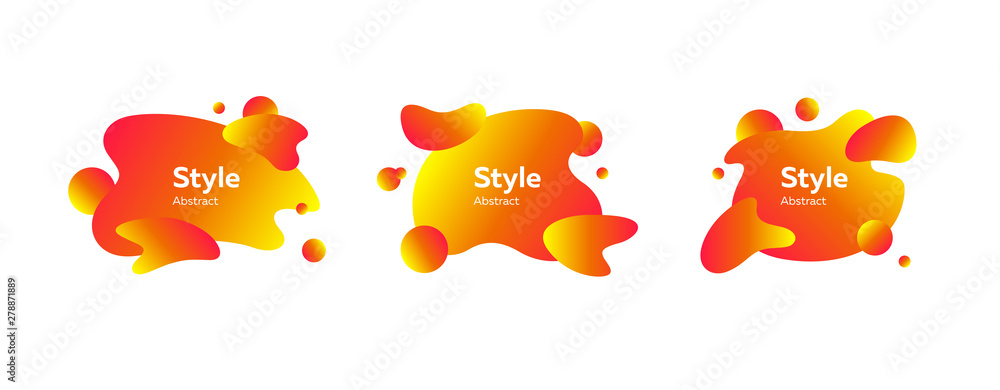 Set of bright gradient flowing shapes. Dynamical colored forms. Vector illustration. Can be used for advertising, marketing, presentation Set of bright gradient flowing shapes. Dynamical colored forms. Vector illustration. Can be used for advertising, marketing, presentation