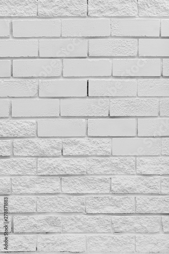 Kitchen wallpaper concept: Abstract vertical modern square white brick tile wall texture background.