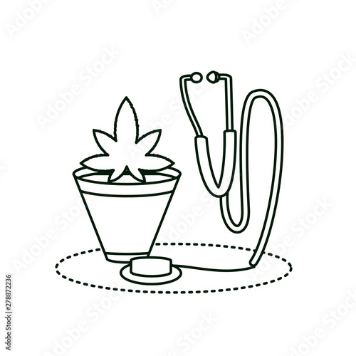 cannabis leaf plant with stethoscope