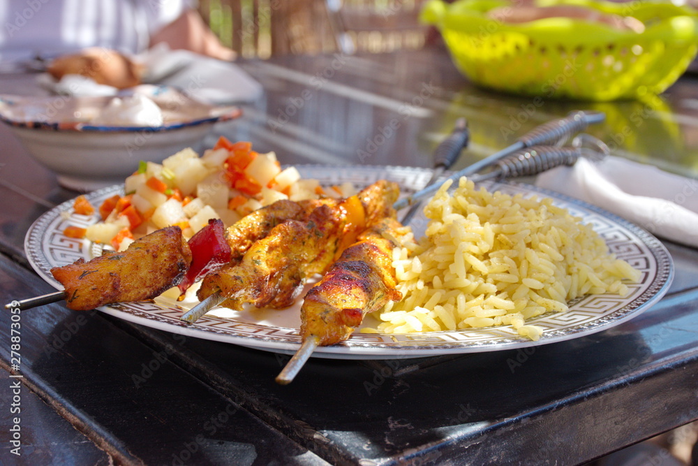 Kebab with kus kus - traditional Moroccan food