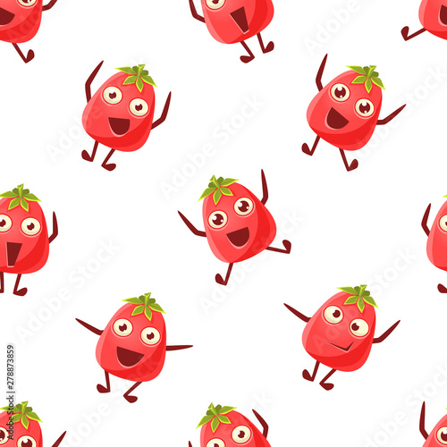 Cute Tomato Character Seamless Pattern, Funny Emotional Vegetable, Design Element Can Be Used for Wallpaper, Packaging, Background Vector Illustration