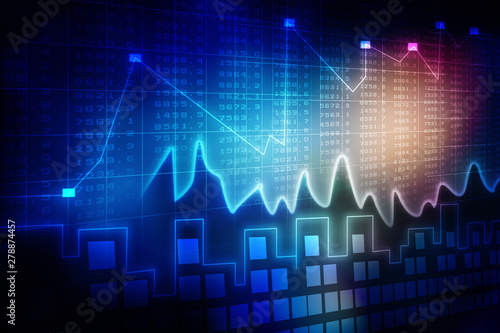 2d rendering Stock market online business concept. business Graph 