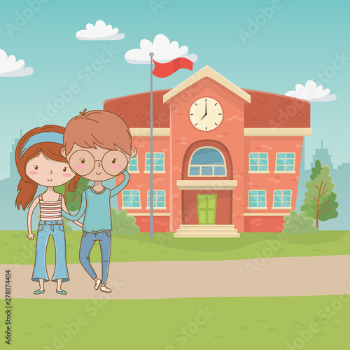 Teenager boy and girl cartoon design