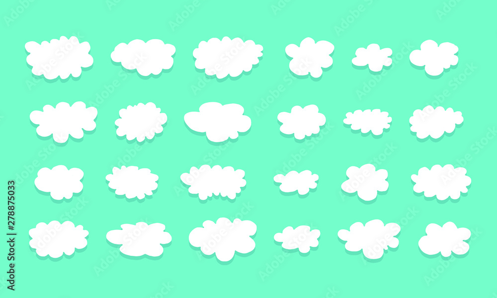 Clouds icon, vector illustration on blue background.