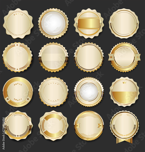 Collection of luxury golden design elements badges labels and laurels