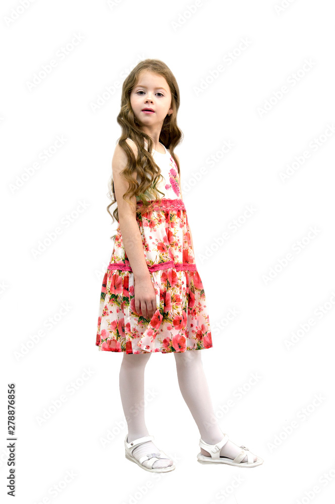 Adorable teen girl with long hair posing on white background Adorable teen girl with long hair posing on white background