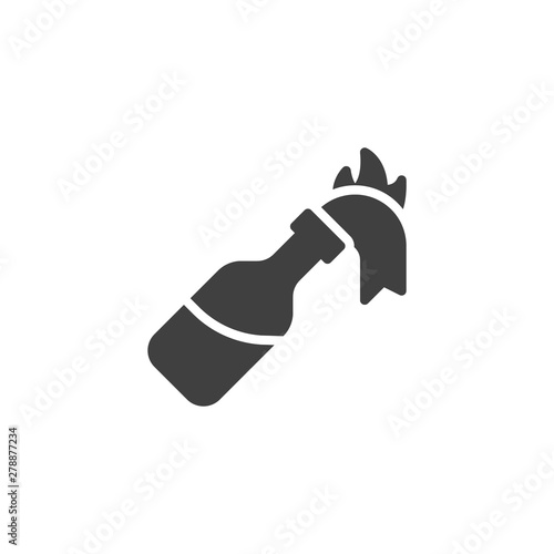 Fire cocktail bottle vector icon. Glass bottle with gasoline and rag wick flaming filled flat sign for mobile concept and web design. Molotov Cocktail glyph icon. Symbol, logo illustration.