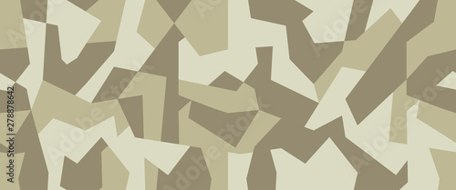 Military camo seamless pattern. Geometric camouflage backdrop in light green and beige color. Stock vector background.