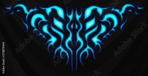 Neon tribal blue flames, st...
