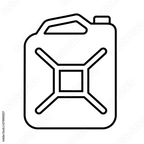 Fuel jerrycan icon  in outline style. Canister for gasoline. Car oil vector isolated sign. 