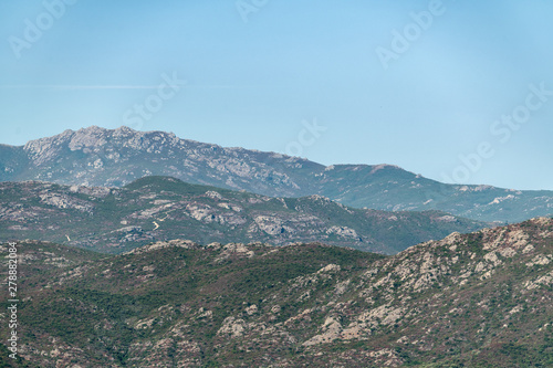 Mountain backdrop to the town of Saint Florent  Corsica
