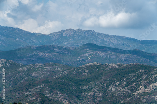 Mountain backdrop to the town of Saint Florent, Corsica