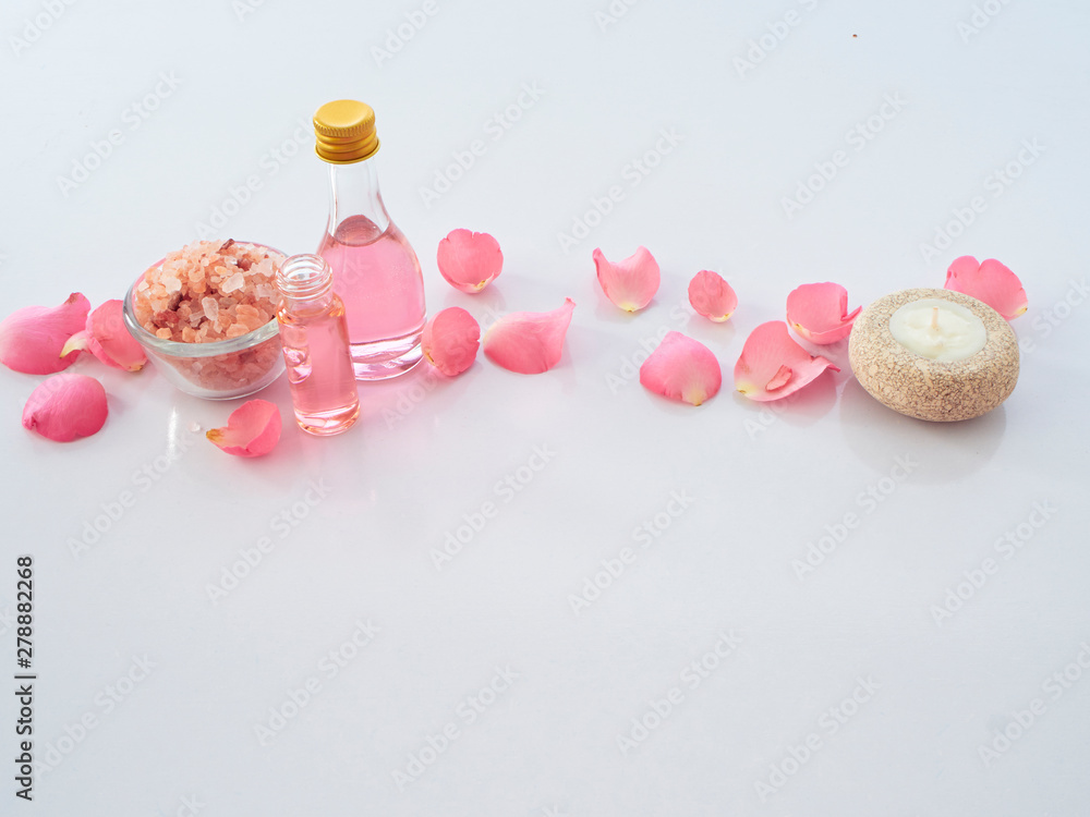 Natural spa set of rose and pink Himalayan salt Natural spa set of rose and pink Himalayan salt