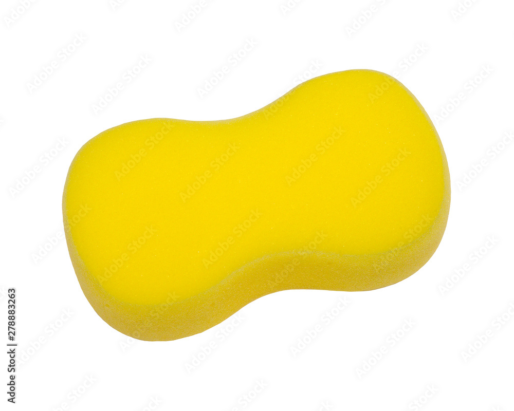 Sponge yellow for cleaning car isolated on white background. 