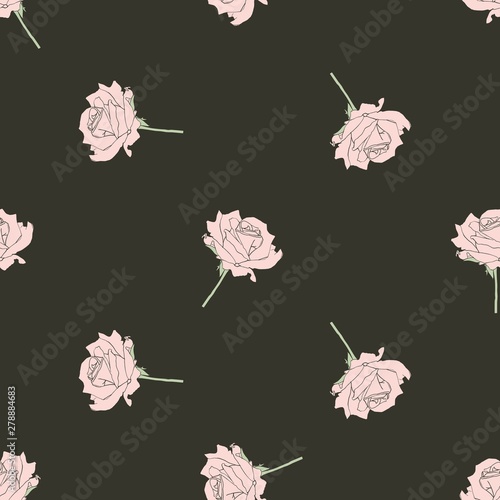 Rose flower pink vector seamless pater