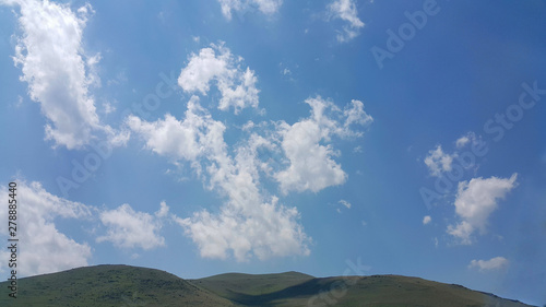 Clouds over a green beautiful hill, Filmed in mountainous Armenia, Martuni