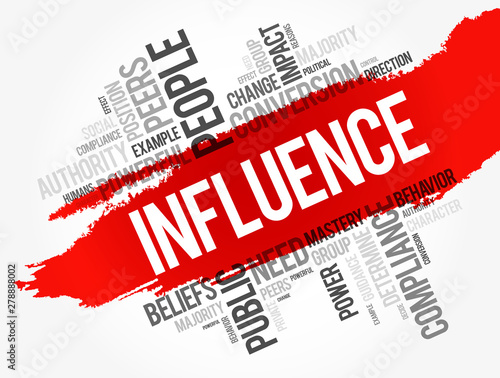 Influence word cloud collage, business concept background