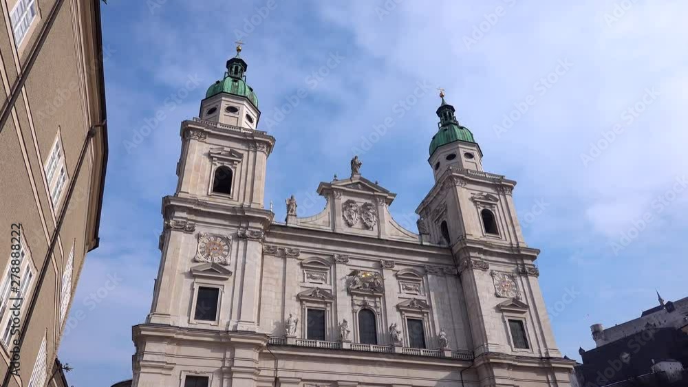 Cathedral of Salzburg in Austria in winter. 4K Video footage Cathedral of Salzburg in Austria in winter. 4K Video footage