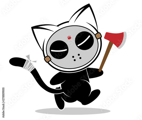 Illustrations of killer cat action on white background, Animals action vector.