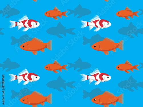 Common Goldfish Cartoon Background Seamless Wallpaper