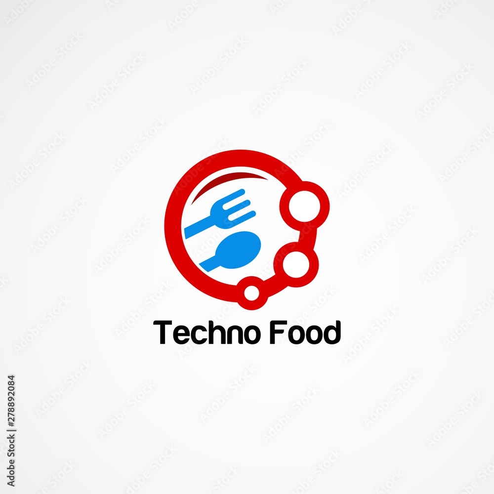 techno food logo vector designs with circle spoon and fork techno food logo vector designs with circle spoon and fork