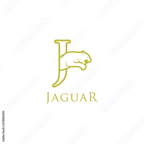 simple elegant roaring jaguar logo icon illustration vector template design. 