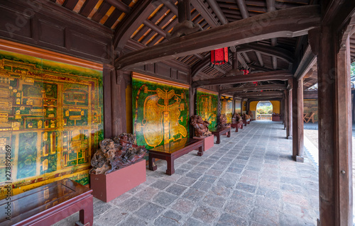 Furniture old palace inside the Forbidden City in Hue, Vietnam
