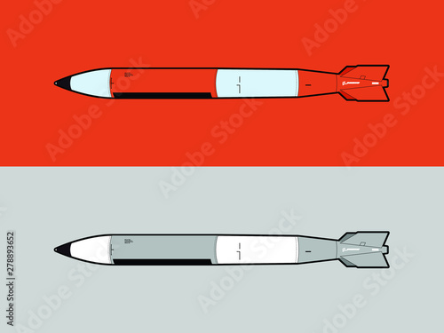 B61 nuclear bomb blueprint vector illustration.