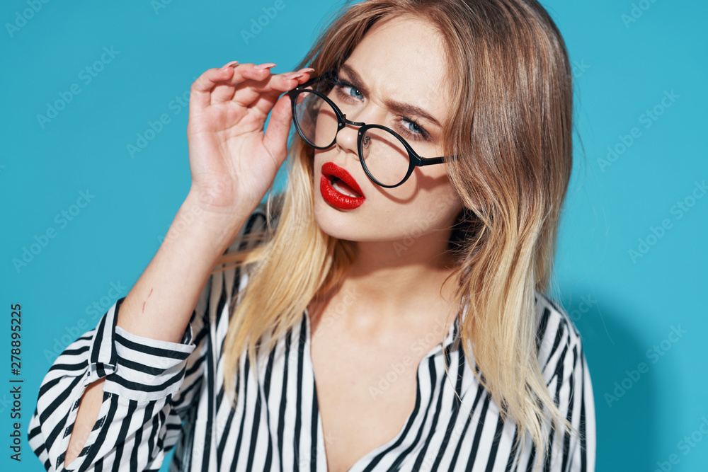 portrait of young woman with glasses portrait of young woman with glasses