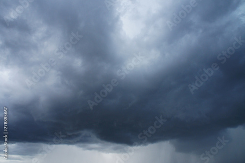 White and blue contrasting blue clouds in the sky.