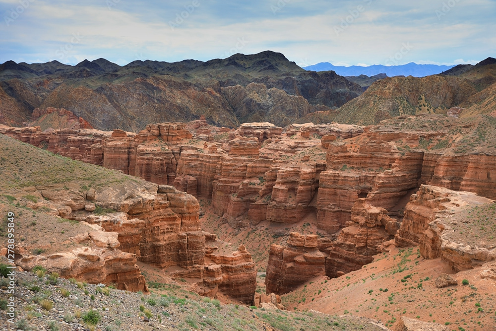 Stunning view of Charyn canyon against dramatic sky