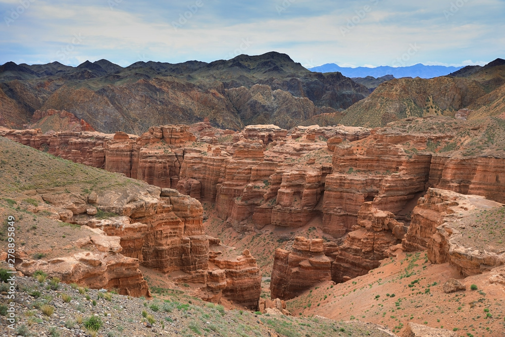 Stunning view of Charyn canyon against dramatic sky Stunning view of Charyn canyon against dramatic sky