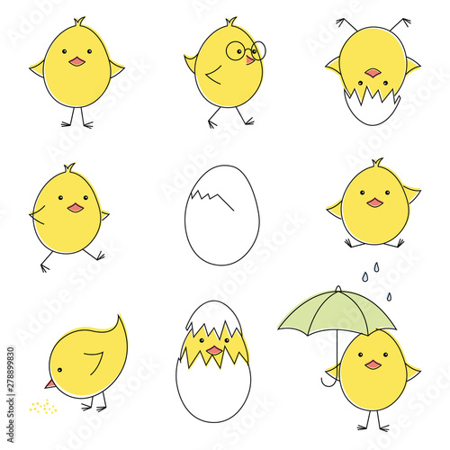 Set of cute chicken