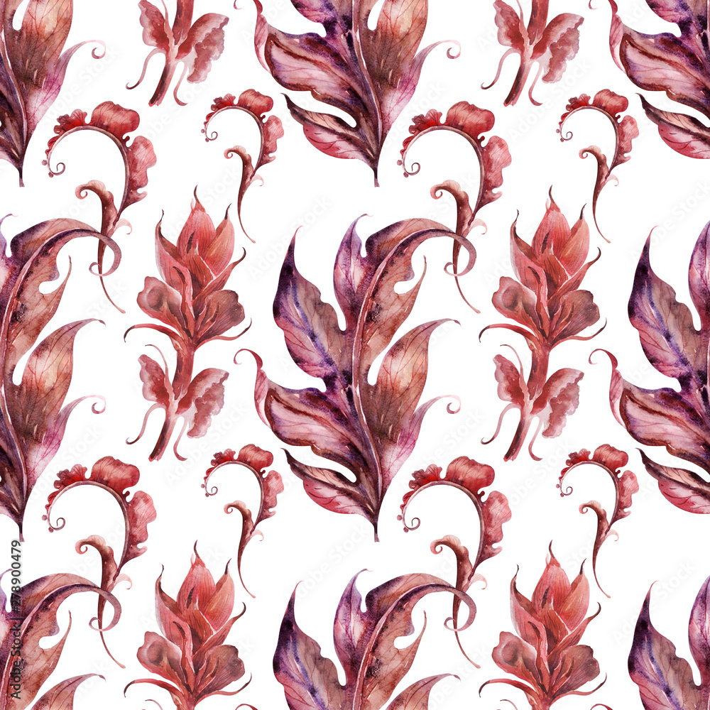 custom made wallpaper toronto digitalWatercolor background with stylized acanthus plant