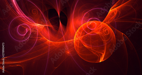 3D rendering abstract red fractal light background